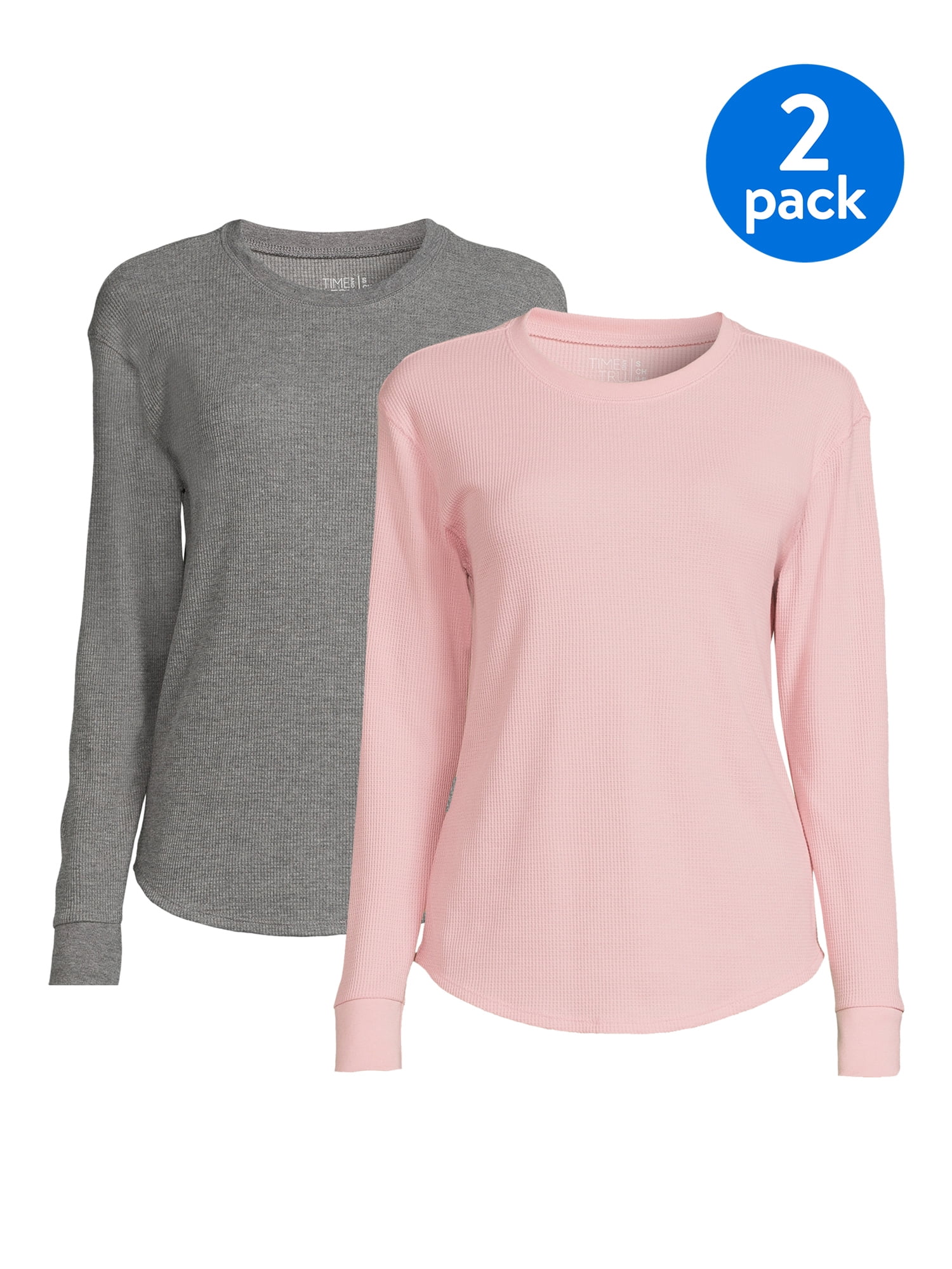 Time and Tru Women's Long Sleeve Thermal Top, 2-Pack - Walmart.com
