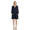 Time and Tru Women's Long Sleeve Tiered Double Cloth Dress, Sizes XS