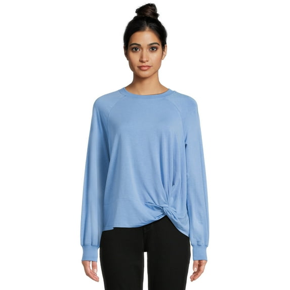 Time and Tru Women's Long Sleeve Twist Top, Sizes XS-XXXL