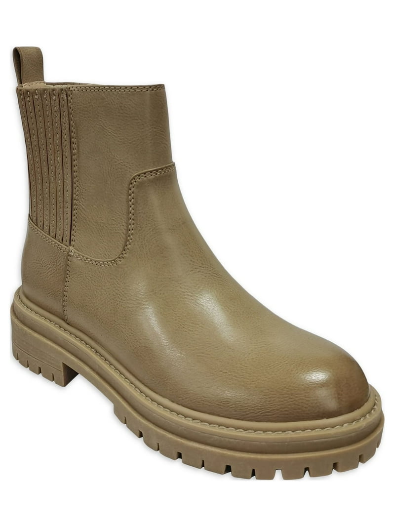 Time Tru Women's Trendy Lug Chelsea Boots, Wide Width, Comfort