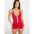 thumbnail image 1 of Time and Tru Women's and Women's Plus Size Zip Front Tank Romper Swimsuit, Sizes XS-3X, 1 of 5