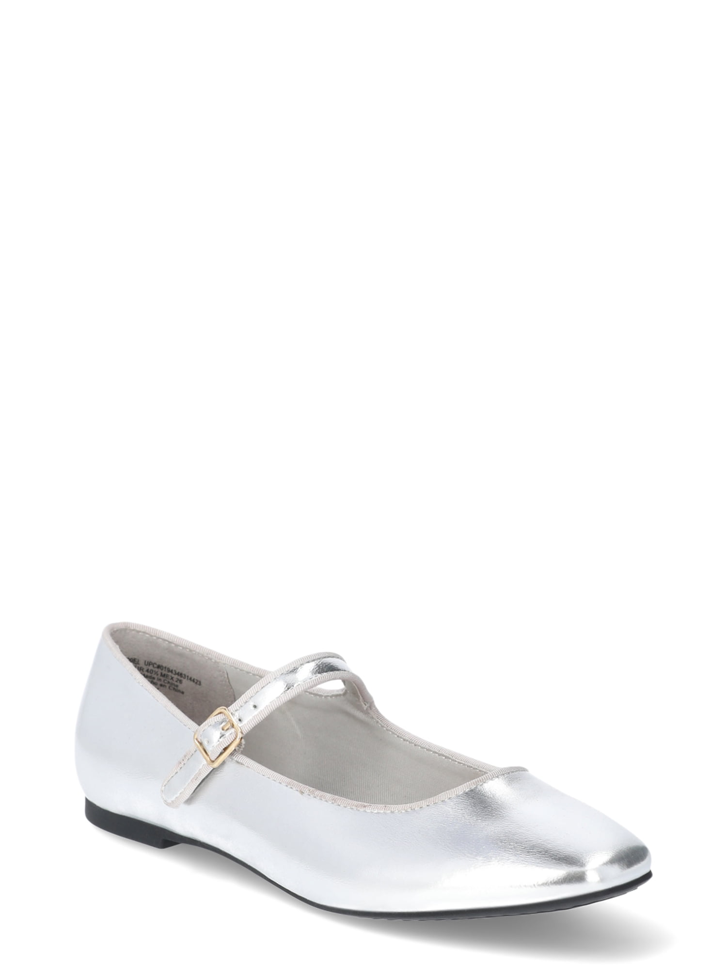 Time and Tru Women's Faux Leather Mary Jane Flats, Wide Width Available