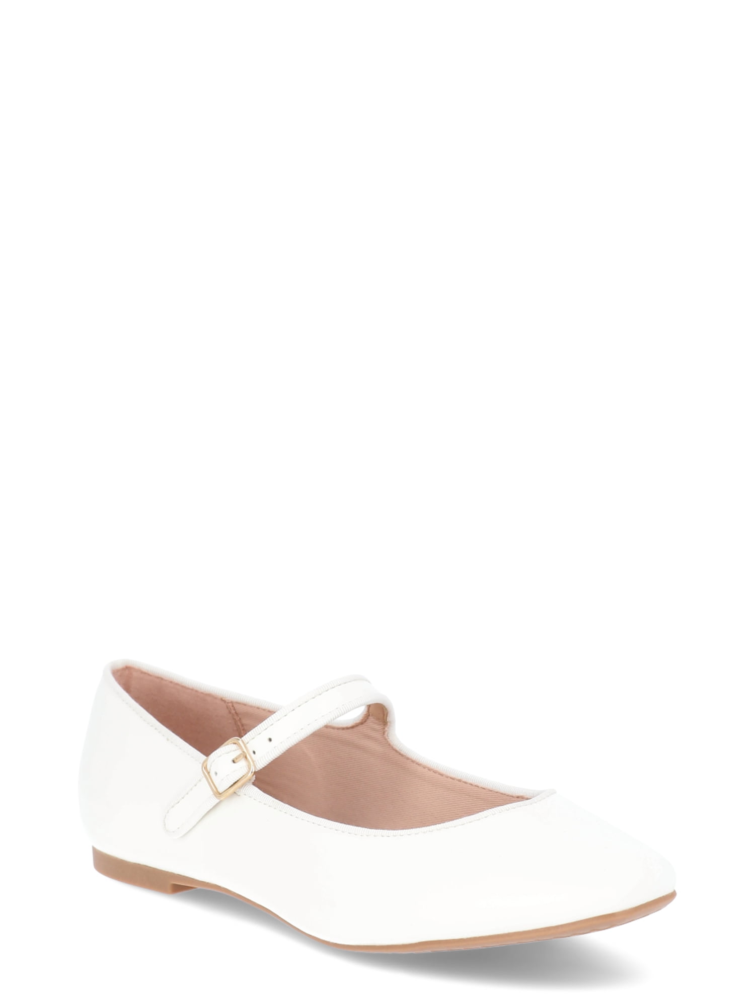 Time and Tru Women's Faux Leather Mary Jane Flats, Wide Width Available