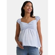 TIME & TRU MATERNITY Time and Tru Women’s Maternity Babydoll Top with Cap Sleeves, Sizes S-2XL