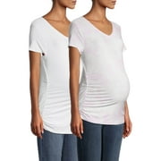 Time and Tru Women's Maternity Basic Short Sleeve T-Shirt, 2-Pack