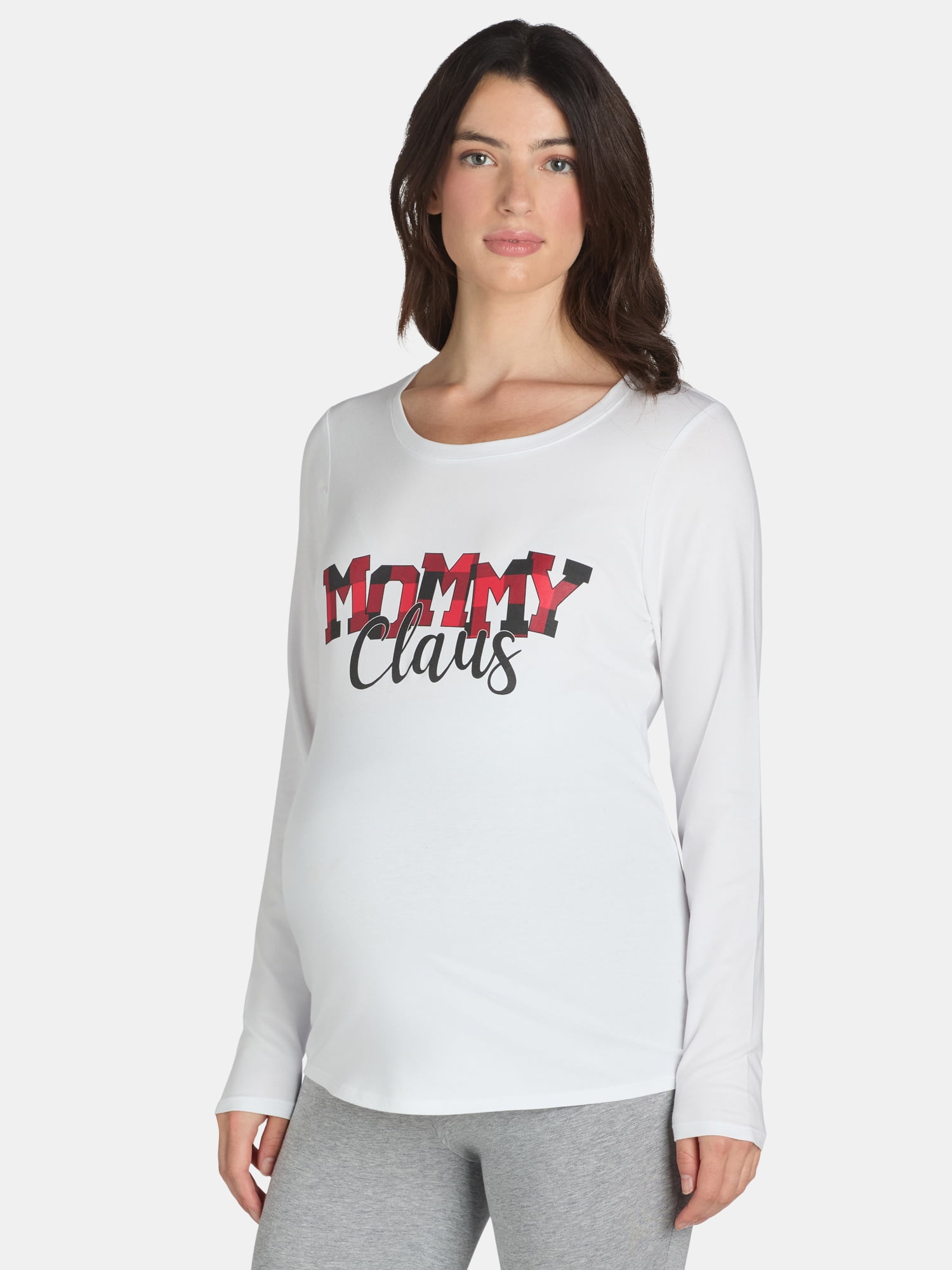 Time and Tru Women’s Maternity Christmas Graphic Print Tee, Sizes S-XXL
