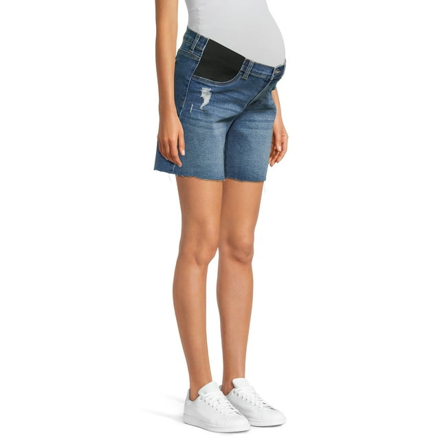 Time and Tru Women's Maternity Denim Bermuda Shorts