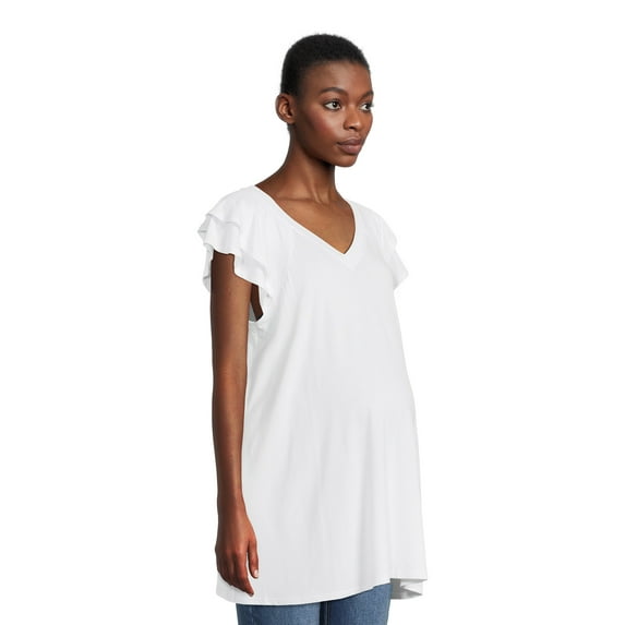 Time and Tru Women's Maternity Flutter Sleeve Top