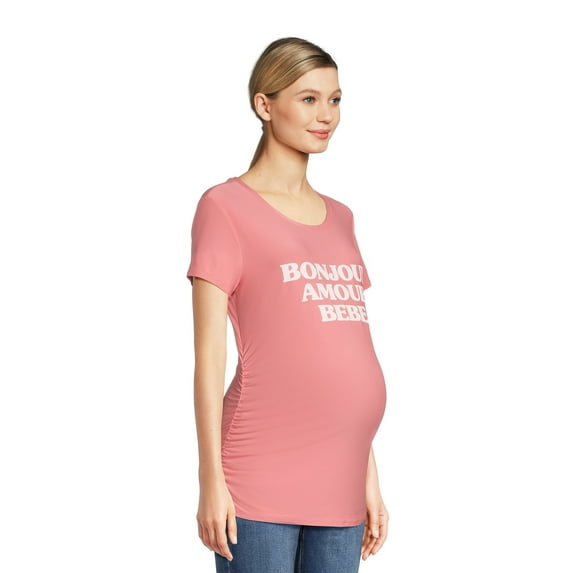 Time and Tru Women's Maternity Graphic Tee with Short Sleeves, Sizes S-XXL