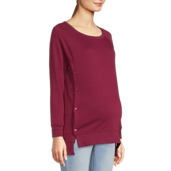 Time and Tru Women's Maternity Side Snap Sweatshirt