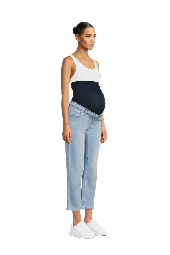 Women's Maternity Straight Jeans with Belly Band