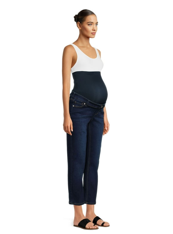 Time and Tru Women's Maternity Straight Jeans with Belly Band