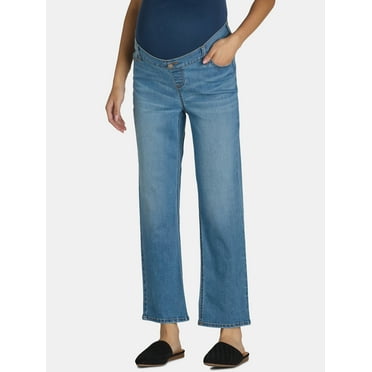Time and Tru Women's Maternity Straight Leg Jeans, 27" Inseam, Sizes S-XXL