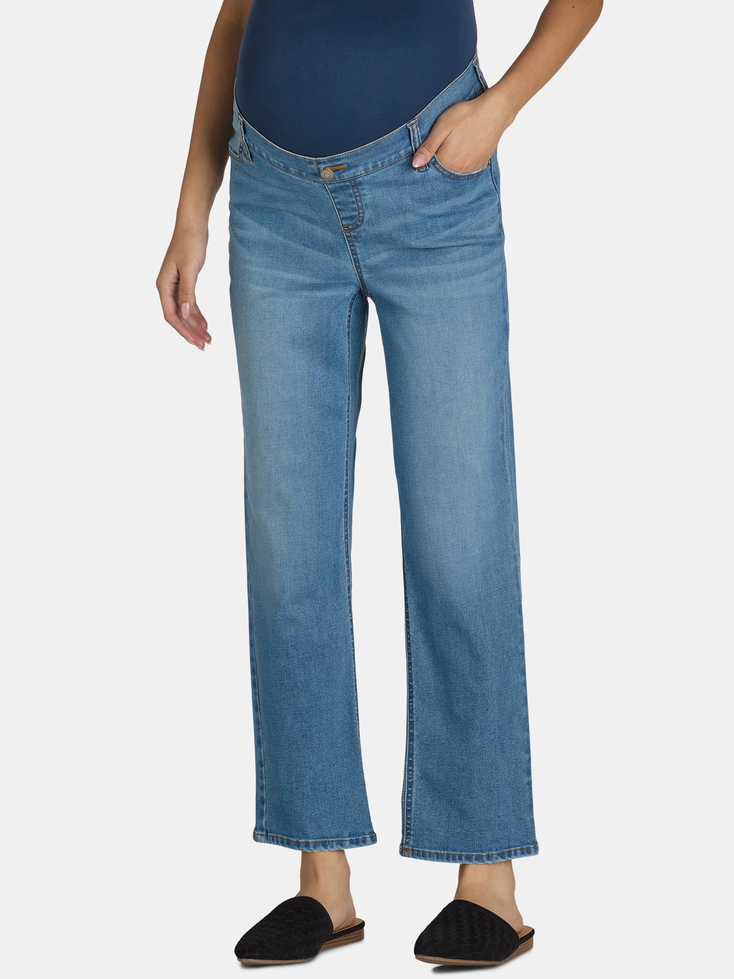 Time and Tru Women's Maternity Straight Leg Jeans, 27" Inseam, Sizes XS-XXL
