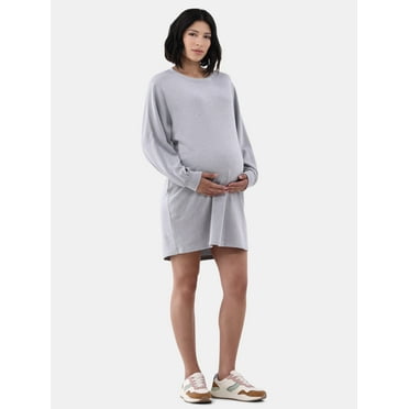 Time and Tru Women's Maternity Sweatshirt Dress with Long Sleeves
