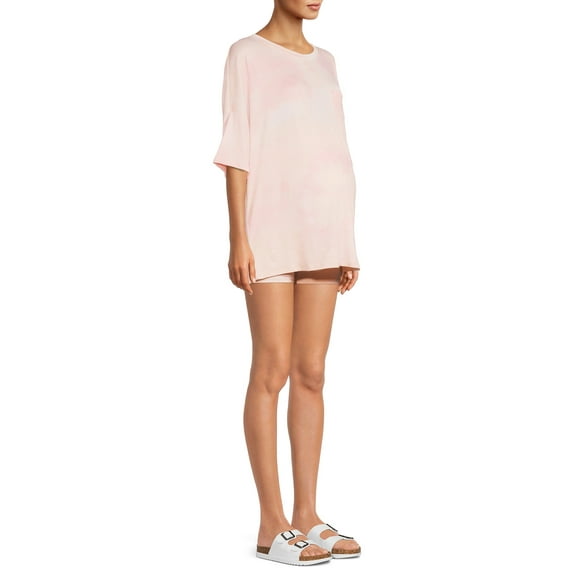 Time and Tru Women's Maternity T-Shirt and Bike Shorts Set, 2-Piece