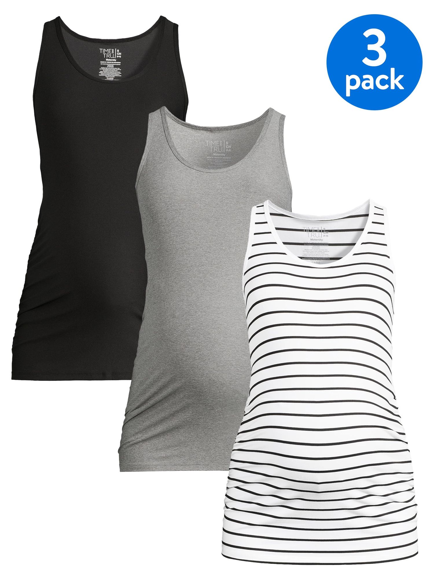 Time and Tru Women’s Maternity Tank Top, 3Pack