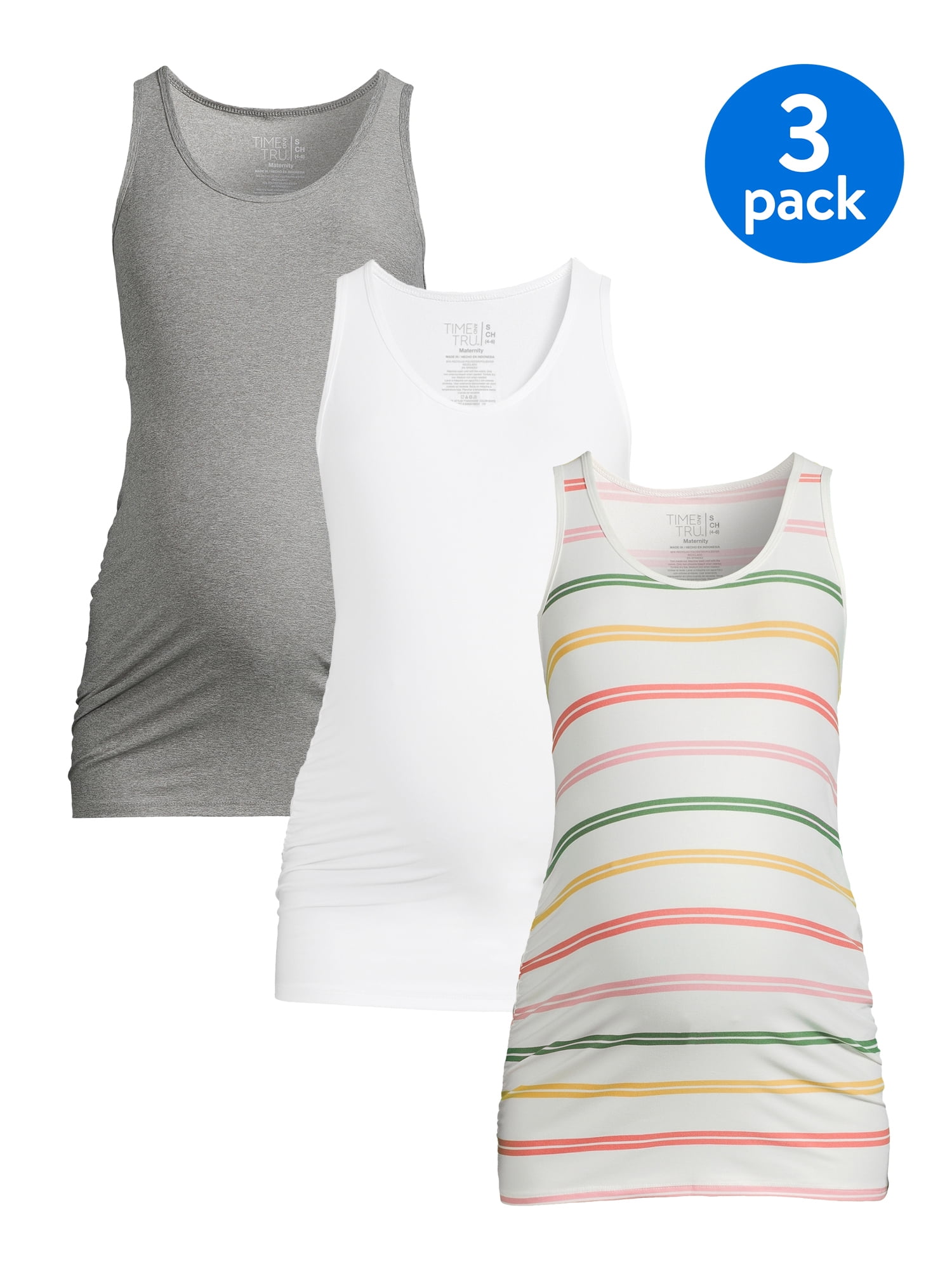 Time and Tru Women’s Maternity Tank Top, 3Pack