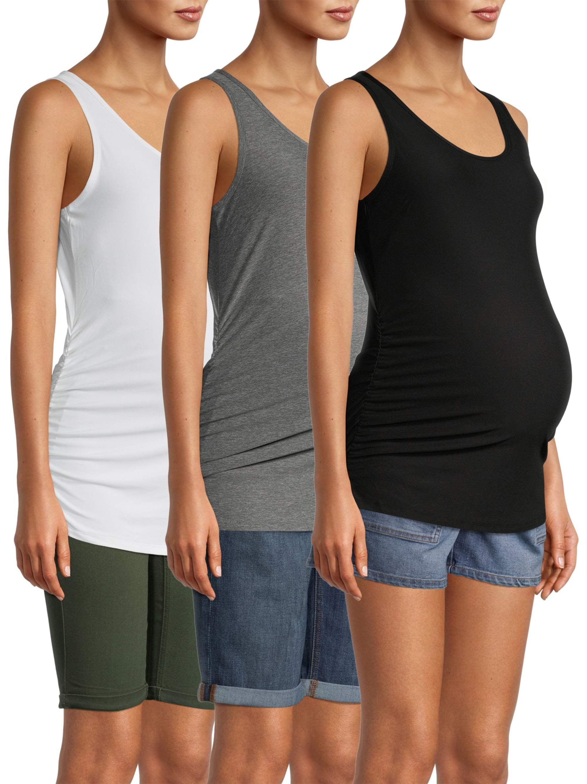 Time and Tru Women's Maternity Tank Tops, 3Pack