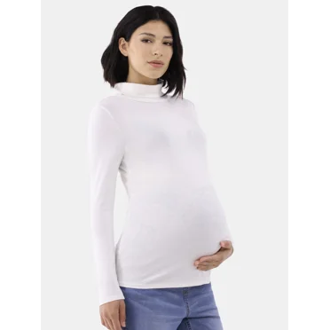 Time and Tru Women's Maternity Turtleneck Shirt with Long Sleeves
