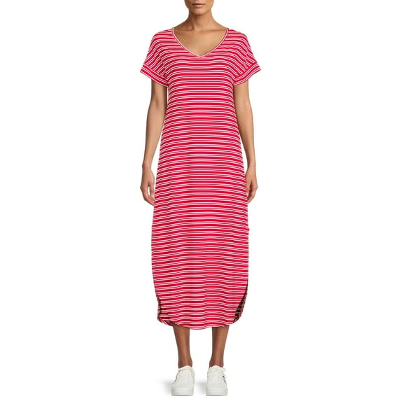 Time and Tru Women's Maxi Dress with Short Sleeves