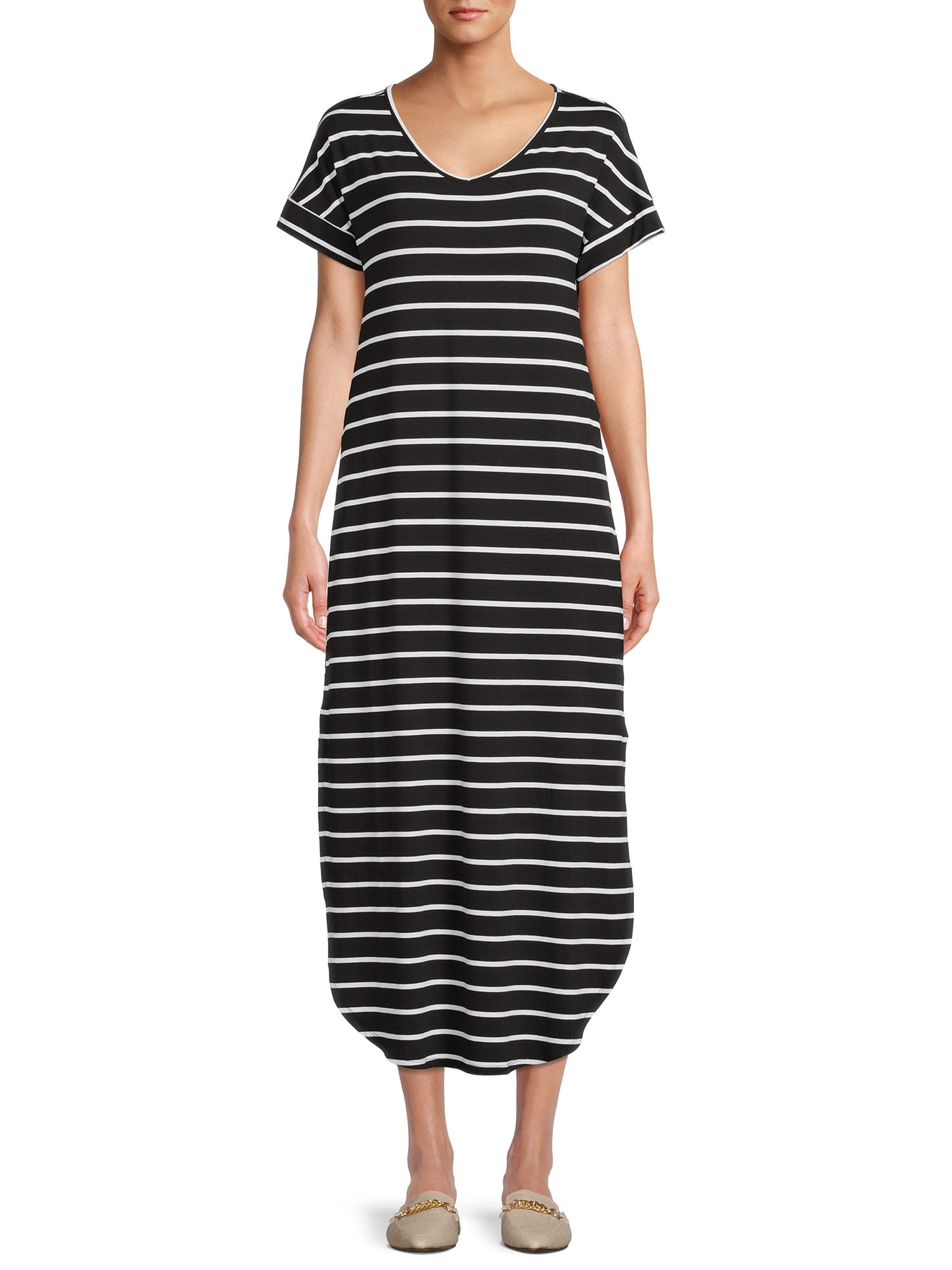 Time and Tru Women's Maxi Dress with Short Sleeves - Walmart.com