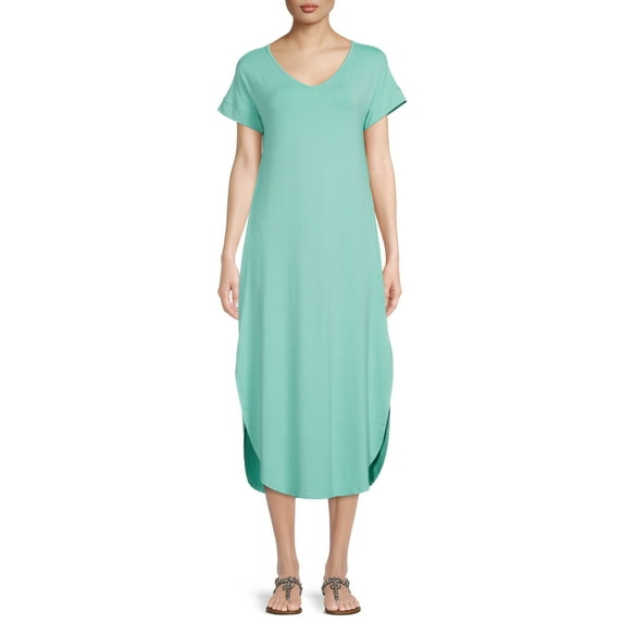Time and Tru Women's Maxi Dress with Short Sleeves