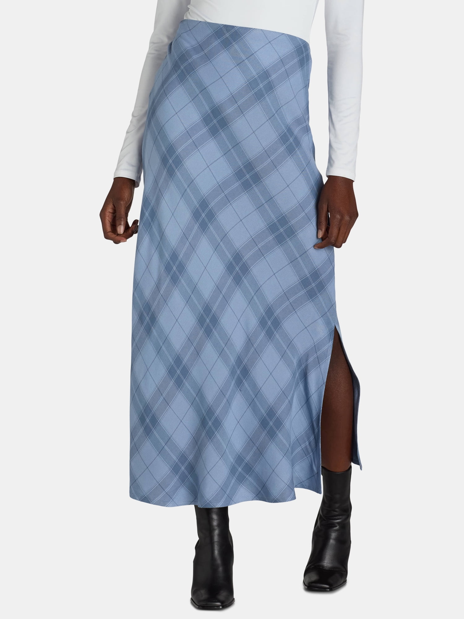 Time and Tru Women's Satin Maxi Slip Skirt, Sizes XS-XXXL Time and Tru Women's Satin Maxi Slip Skirt, Sizes XS-XXXL