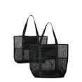 thumbnail image 1 of Time and Tru Women's Mesh Beach Tote Bag, 2-Pack Black / Black, 1 of 9