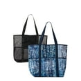 thumbnail image 1 of Time and Tru Women's Mesh Beach Tote Bag, 2-Pack Dark Navy / Black, 1 of 9