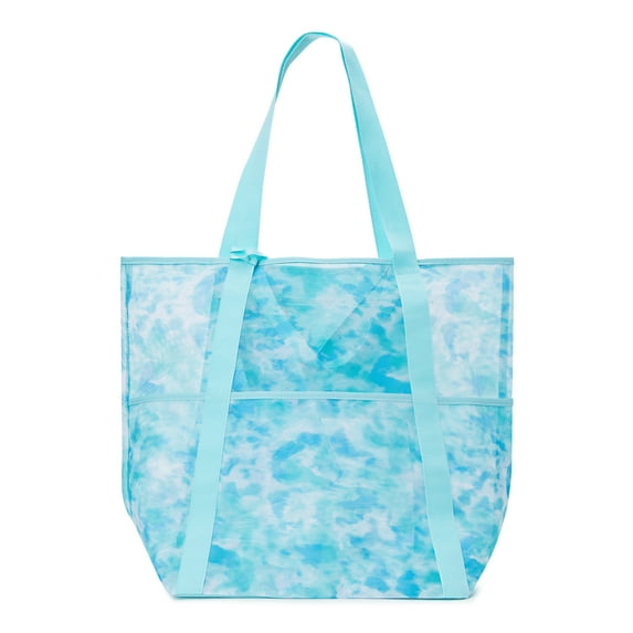 Time and Tru Women's Mesh Beach Tote Handbag, Tie Dye