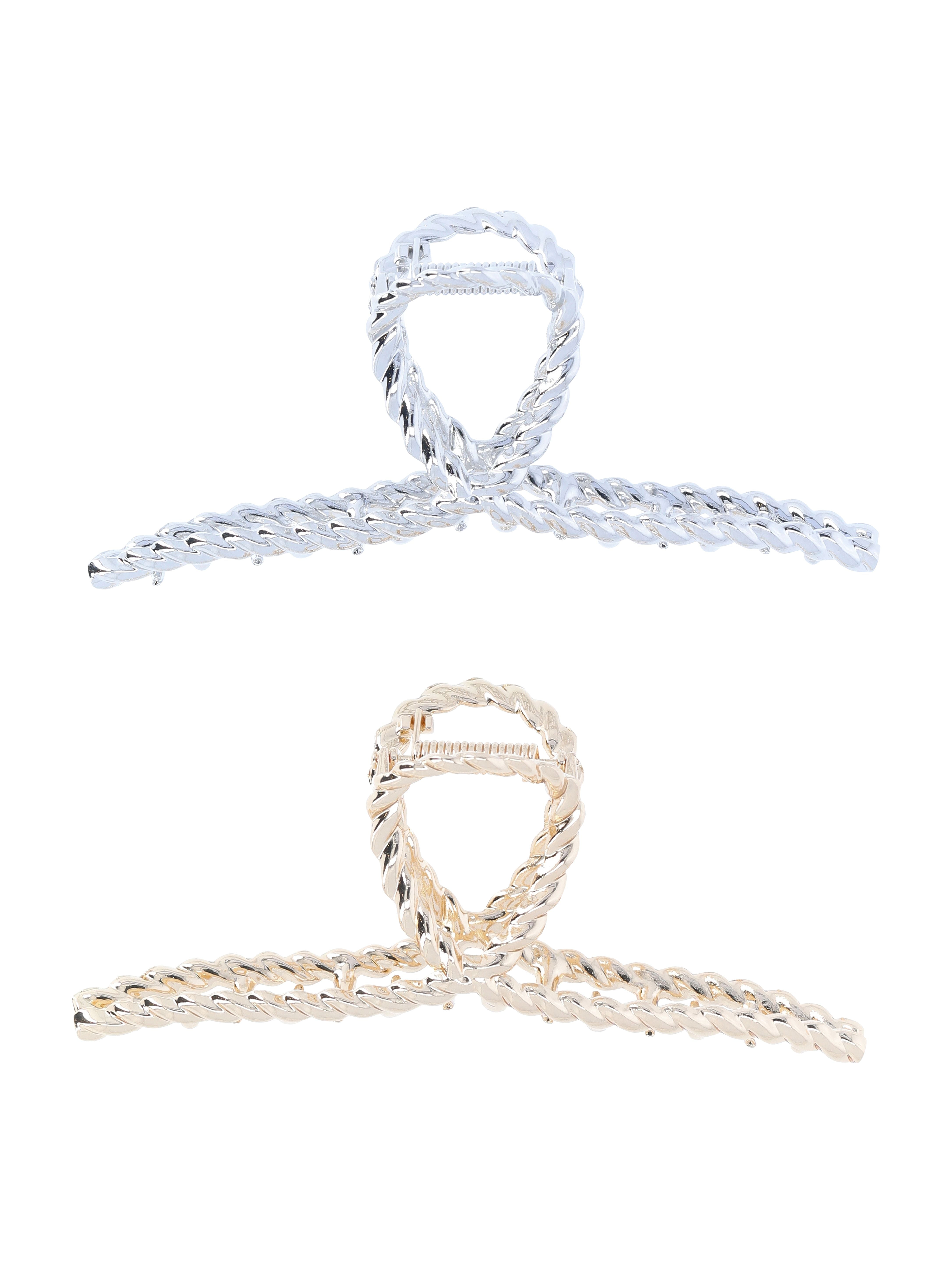 Time and Tru Women's Metal Claw Hair Clips, 2-Pack, Gold-Tone/Silver-Tone