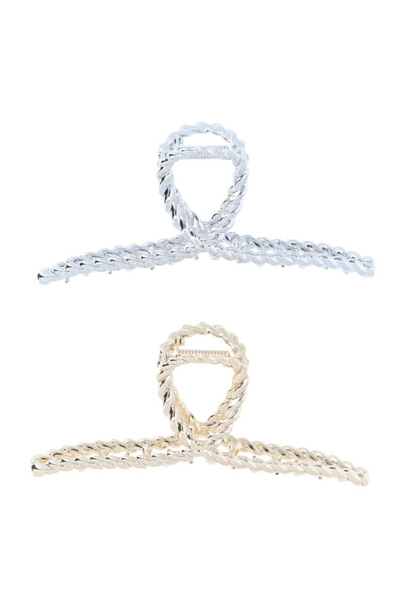 Women's Metal Claw Hair Clips, 2-Pack, Gold-Tone/Silver-Tone