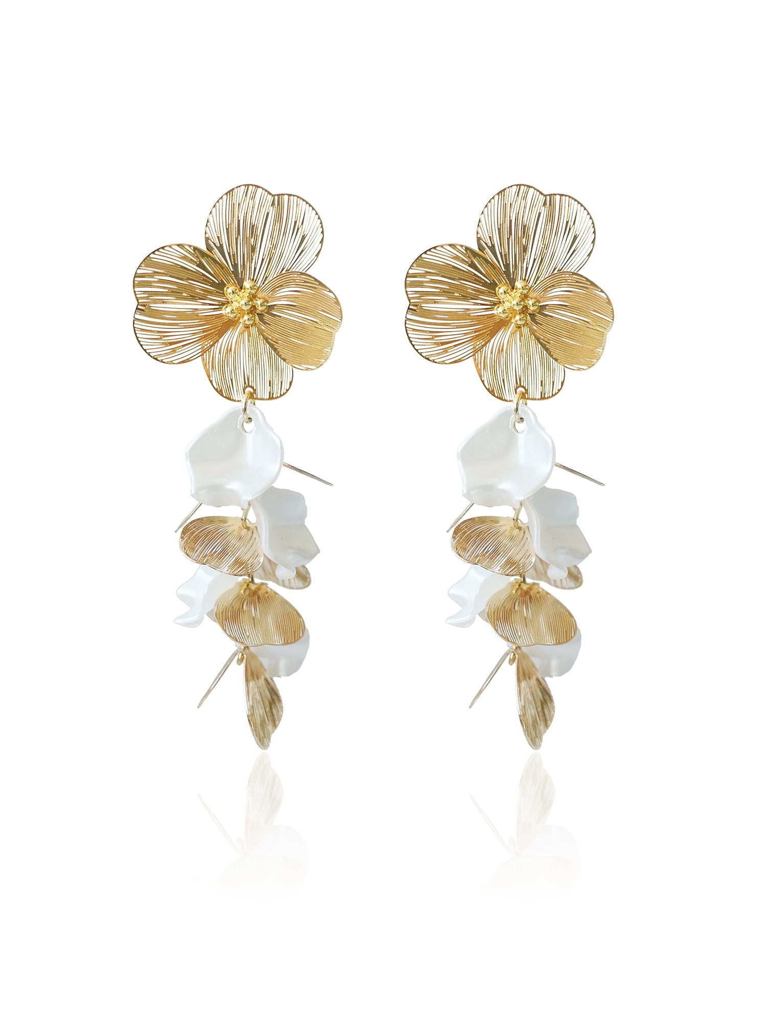 Time and Tru Women's Metal Gold Plated Flower Earring