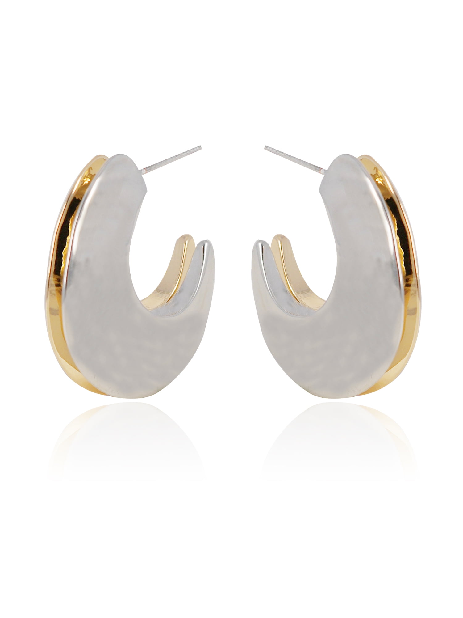 Time and Tru Women's Metal Hoop In Two Tone Plated Color