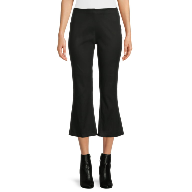 Time and Tru Women's Mid Rise 25 Inseam with Side Zip Closure Kick Flare  Crop Pants