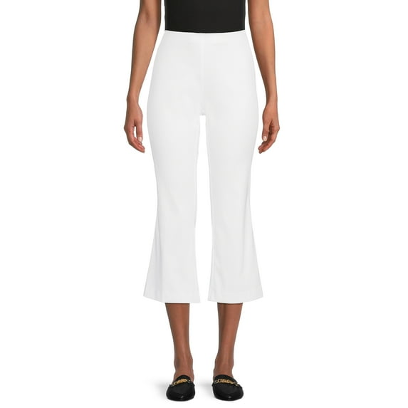 Time and Tru Women's Mid Rise 25" Inseam with Side Zip Closure Kick Flare Crop Pants