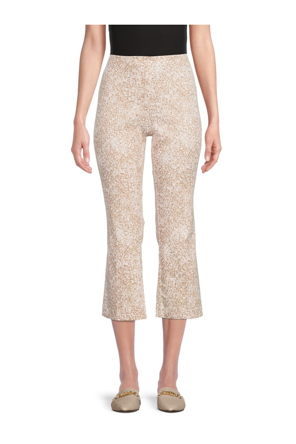 Women's Mid Rise 25" Inseam with Side Zip Closure Kick Flare Crop Pants