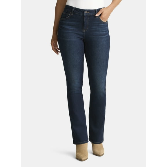Time and Tru Women's Mid Rise Bootcut Jeans, Available in 30", 32", 34" Inseams, Sizes 0-20