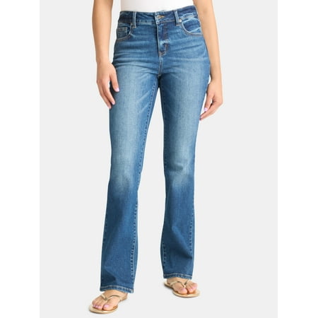 Time and Tru Women's Mid Rise Bootcut Jeans, Available in 30", 32", 34" Inseams, Sizes 0-20