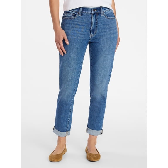 Time and Tru Women's Mid Rise Boyfriend Jeans, 26" Inseam, Sizes 0-22
