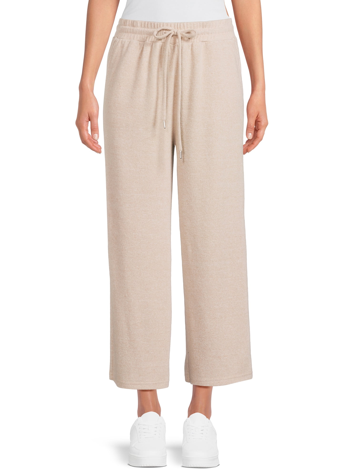 Time and Tru Women's Mid-Rise Brushed Hacci Pull-on Cropped