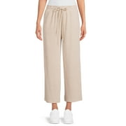 Time and Tru Women’s Mid-Rise Brushed Hacci Pull-on Cropped Wide Leg Pants