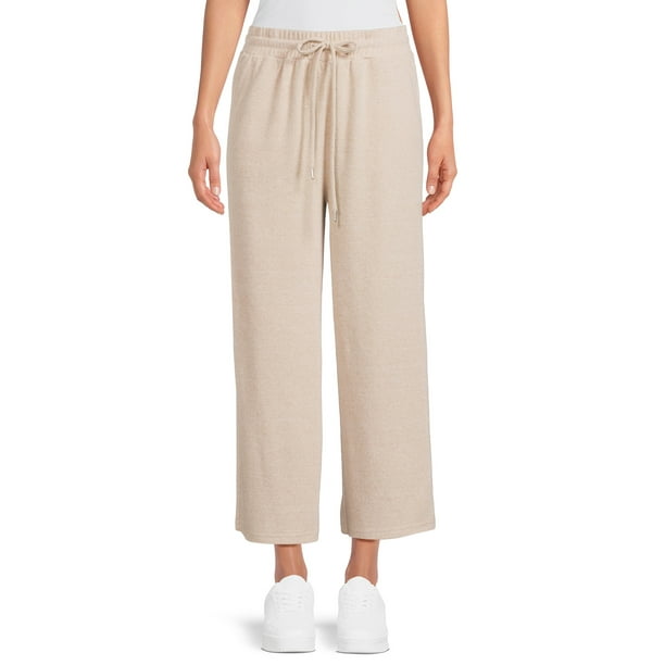 Time and Tru Women’s Mid-Rise Brushed Hacci Pull-on Cropped Wide Leg ...