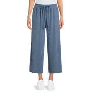 Time and Tru Women’s Mid-Rise Brushed Hacci Pull-on Cropped Wide Leg Pants