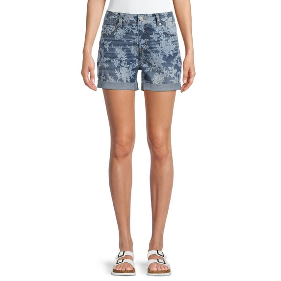Time and Tru Women's Mid Rise Cuffed 4" Denim Short
