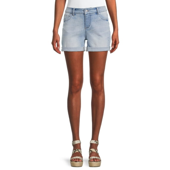 Time and Tru Women's Mid Rise Cuffed 4" Denim Short