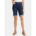 thumbnail image 1 of Time and Tru Women's Mid Rise Denim Bermuda Shorts, 10” Inseam, Sizes 0-22, 1 of 5