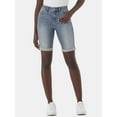 thumbnail image 1 of Time and Tru Women's Mid Rise Denim Bermuda Shorts, 10” Inseam, Sizes 0-22, 1 of 5