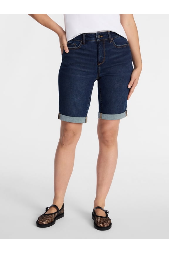 Women's Mid Rise Denim Bermuda Shorts, 10" Inseam, Sizes 0-22